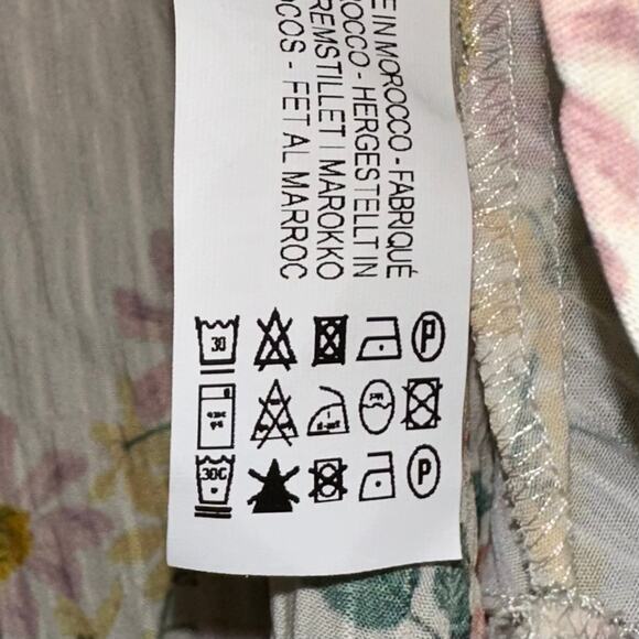 Zara Textured Cream Floral Long Sleeve Sheer Blouse Size Small - Picture 9 of 16